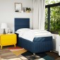 vidaXL Κρεβάτι Boxspring με Στρώμα Μπλε 90x190 εκ.Υφασμάτινο