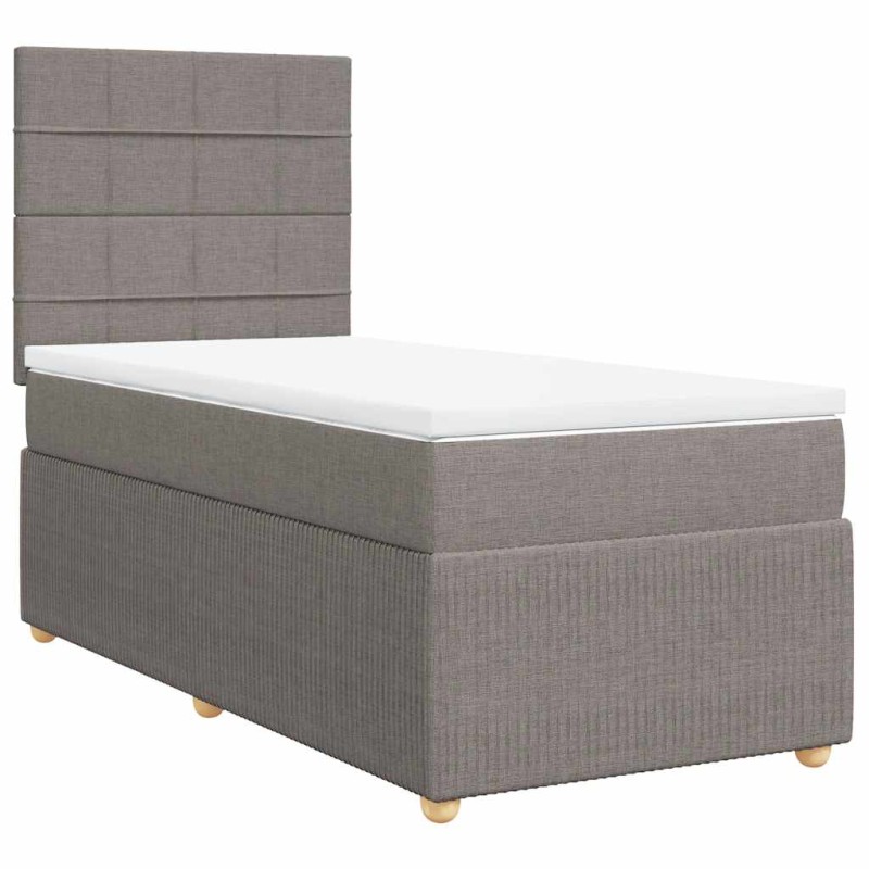 vidaXL Κρεβάτι Boxspring με Στρώμα Taupe 90x200 εκ. Υφασμάτινο