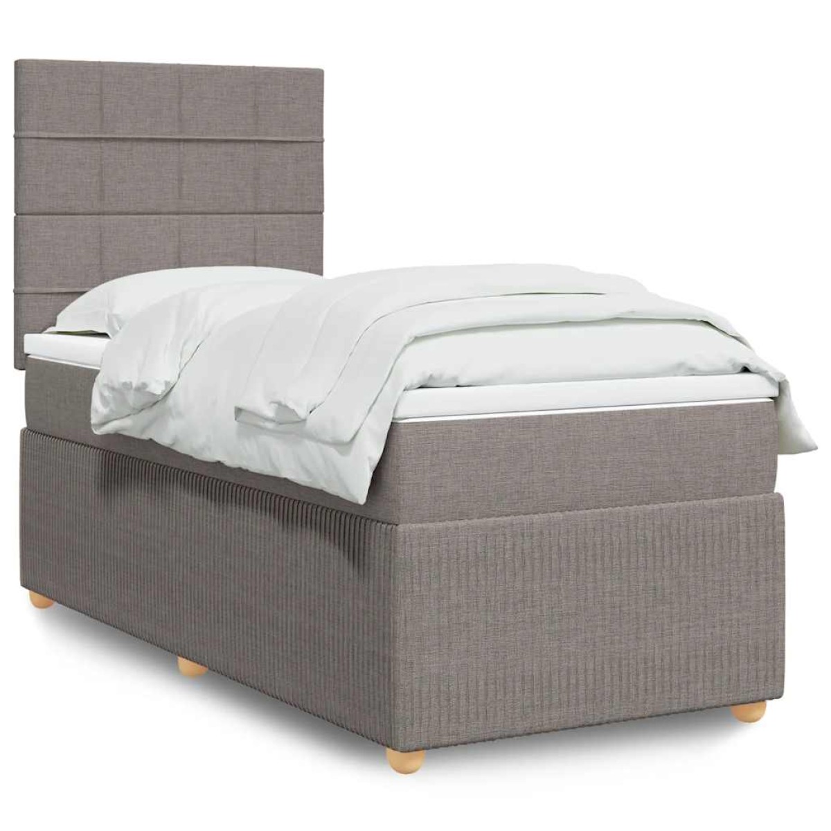 vidaXL Κρεβάτι Boxspring με Στρώμα Taupe 90x200 εκ. Υφασμάτινο