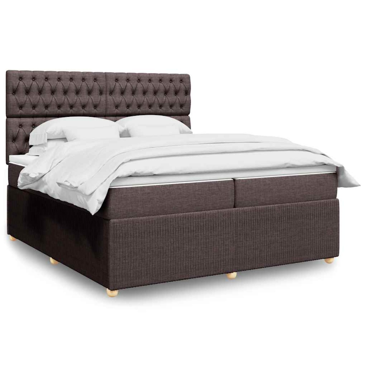 vidaXL Κρεβάτι Boxspring με Στρώμα Σκούρο Καφέ 200x200 εκ. Υφασμάτινο
