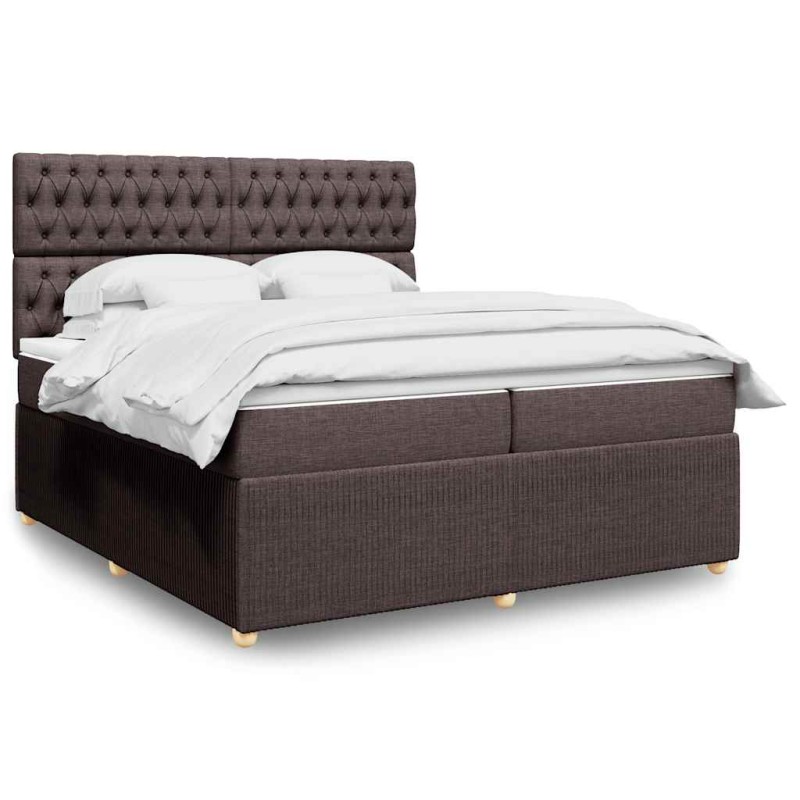 vidaXL Κρεβάτι Boxspring με Στρώμα Σκούρο Καφέ 200x200 εκ. Υφασμάτινο