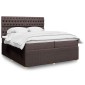 vidaXL Κρεβάτι Boxspring με Στρώμα Σκούρο Καφέ 200x200 εκ. Υφασμάτινο