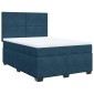 vidaXL Κρεβάτι Boxspring με Στρώμα Μπλε 140x200 εκ. Βελούδινο