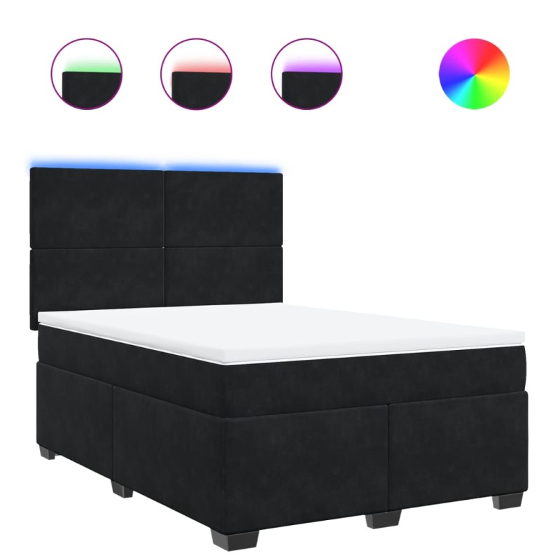 vidaXL Κρεβάτι Boxspring με Στρώμα Μαύρο 160x200 εκ. Βελούδινο