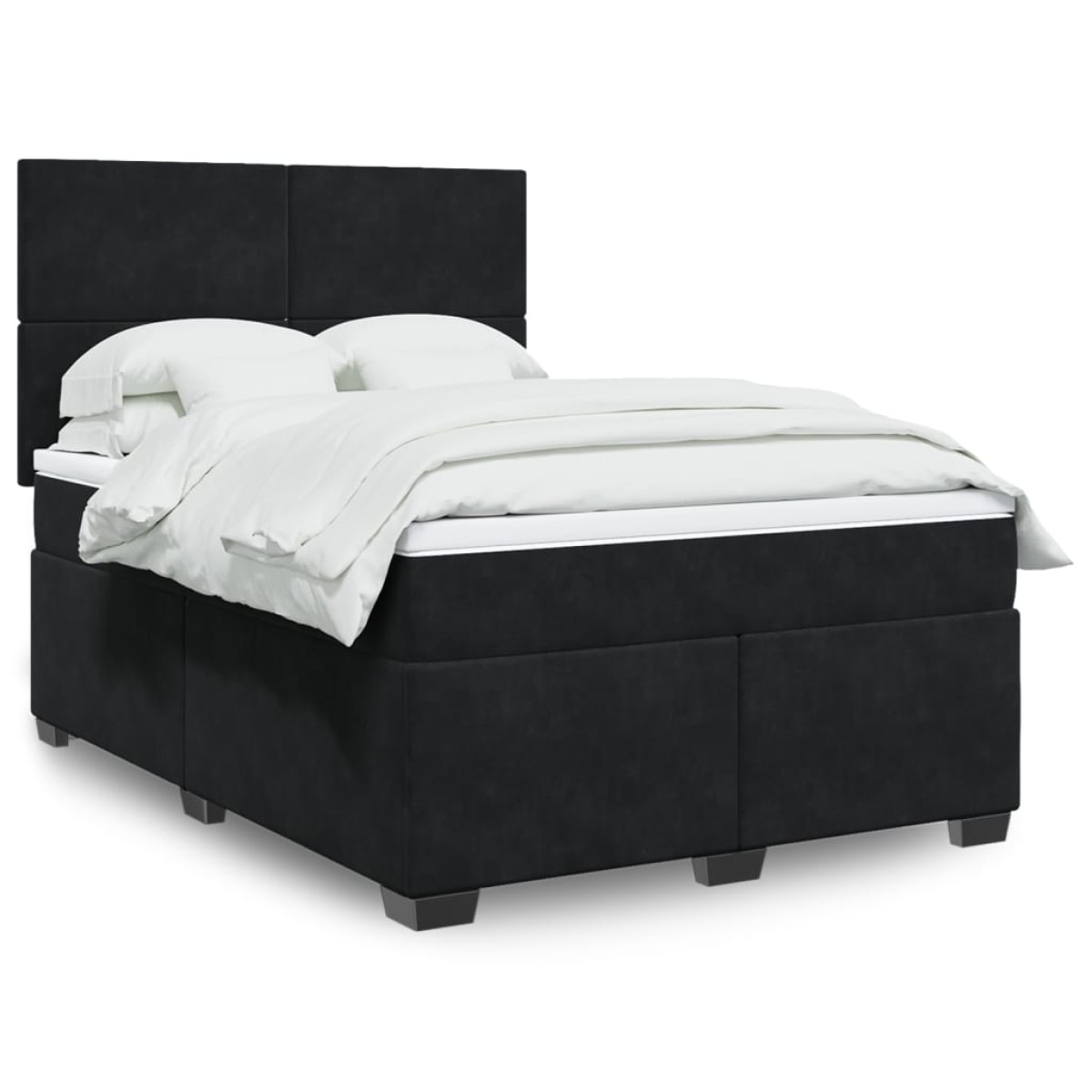 vidaXL Κρεβάτι Boxspring με Στρώμα Μαύρο 160x200 εκ. Βελούδινο