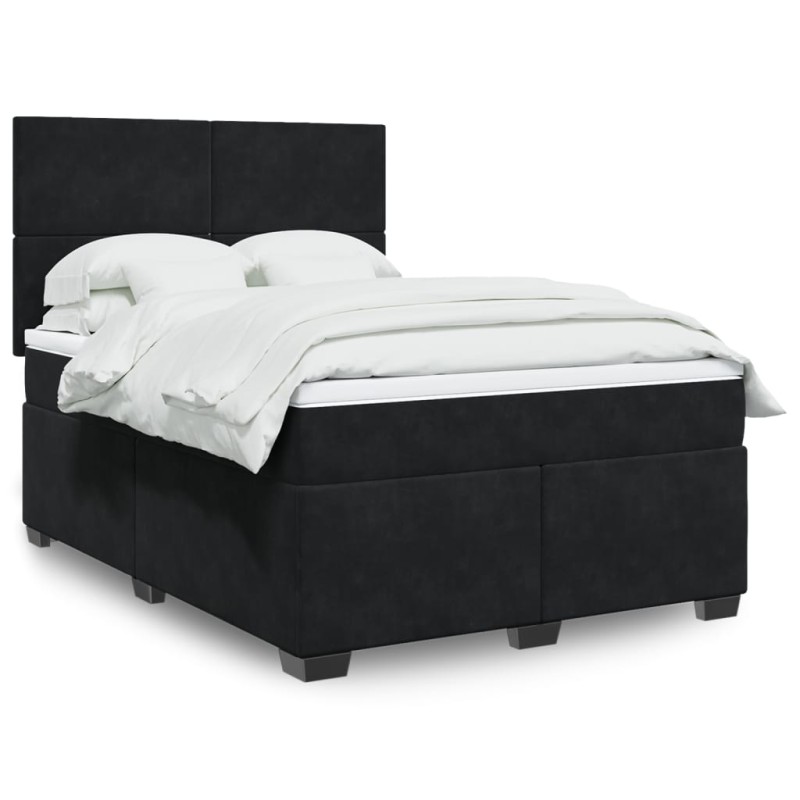 vidaXL Κρεβάτι Boxspring με Στρώμα Μαύρο 160x200 εκ. Βελούδινο
