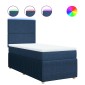 vidaXL Κρεβάτι Boxspring με Στρώμα Μπλε 90x190 εκ.Υφασμάτινο