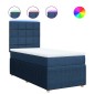 vidaXL Κρεβάτι Boxspring με Στρώμα Μπλε 90x190 εκ.Υφασμάτινο