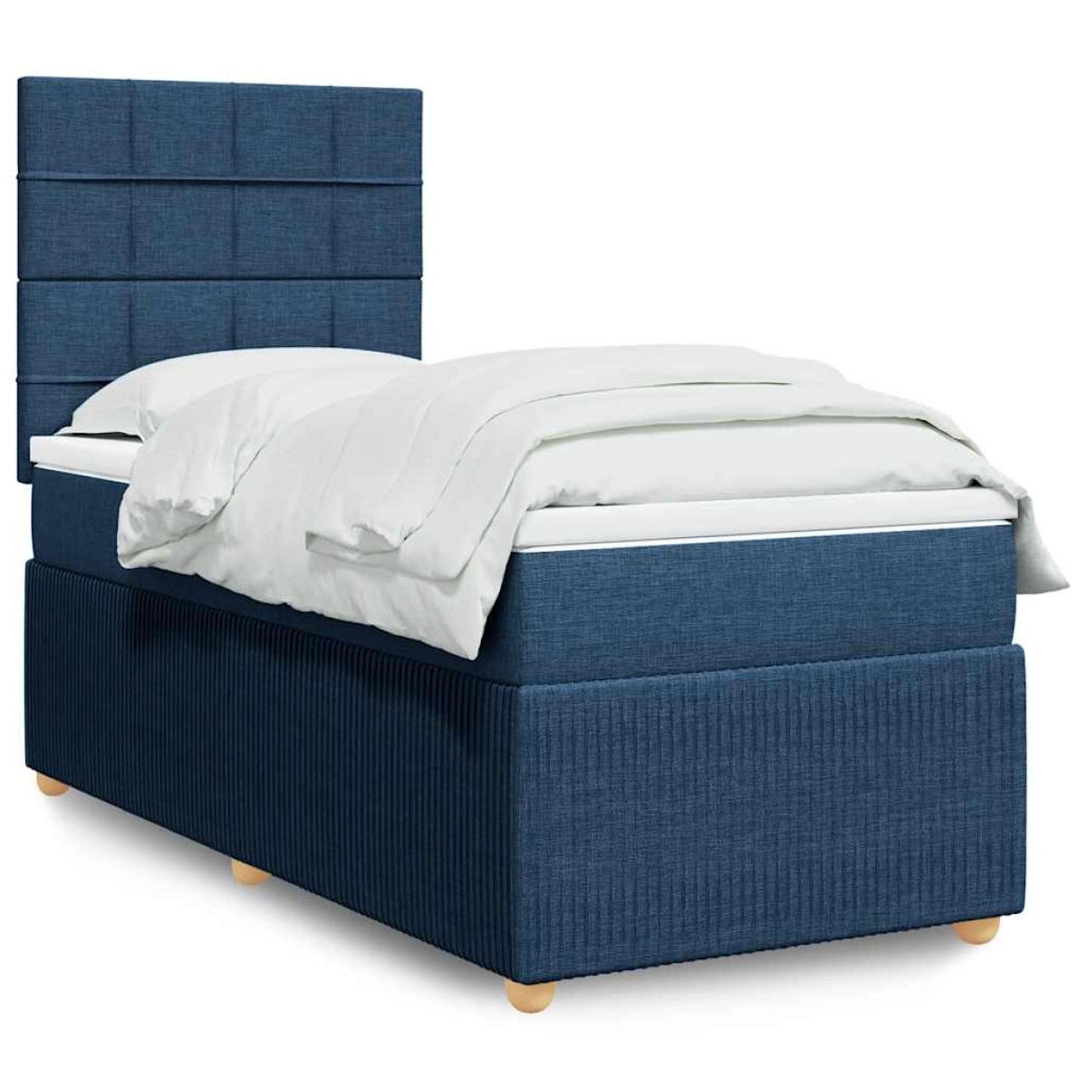 vidaXL Κρεβάτι Boxspring με Στρώμα Μπλε 90x190 εκ.Υφασμάτινο