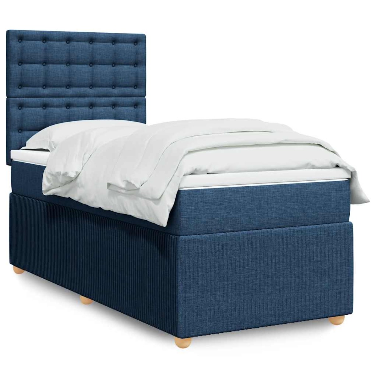vidaXL Κρεβάτι Boxspring με Στρώμα Μπλε 90x190 εκ.Υφασμάτινο