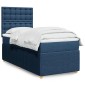 vidaXL Κρεβάτι Boxspring με Στρώμα Μπλε 90x190 εκ.Υφασμάτινο