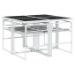 vidaXL Σετ Τραπεζαρίας Κήπου 5 τεμ. Λευκός από Textilene με Μαξιλάρια