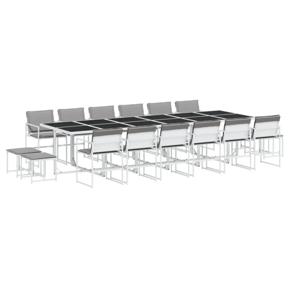 vidaXL Σετ Τραπεζαρίας Κήπου 17 τεμ. Λευκός από Textilene με Μαξιλάρια