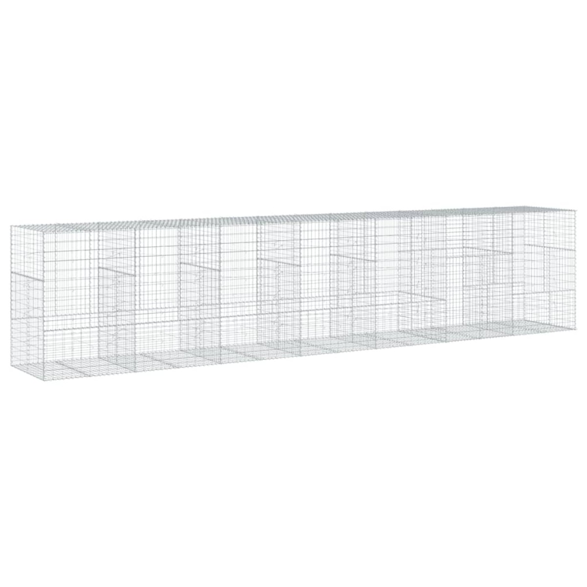 vidaXL Συρματοκιβώτιο με Κάλυμμα 700x100x150εκ από Γαλβανισμένο Χάλυβα