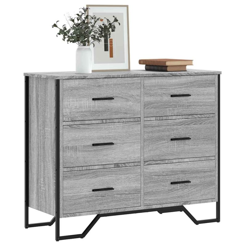 vidaXL Συρταριέρα Γκρι Sonoma 91x35,5x74,5 εκ. από Επεξεργ. Ξύλο