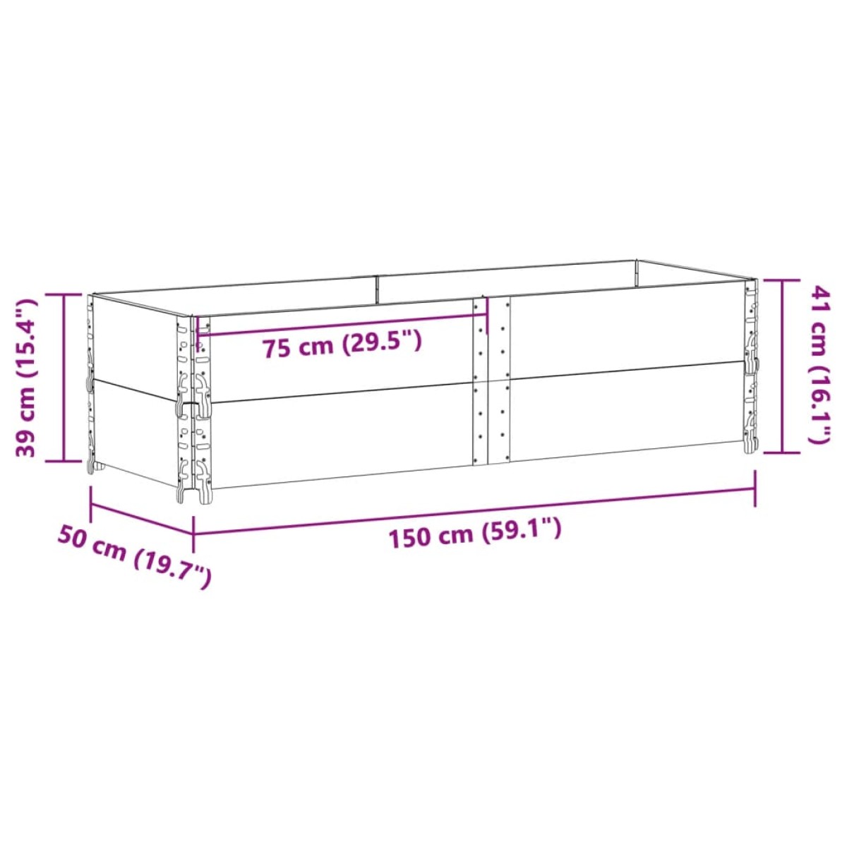 vidaXL Ζαρντινιέρα Κήπου Καφέ 150x50 εκ. από Μασίφ Ξύλο Πεύκου
