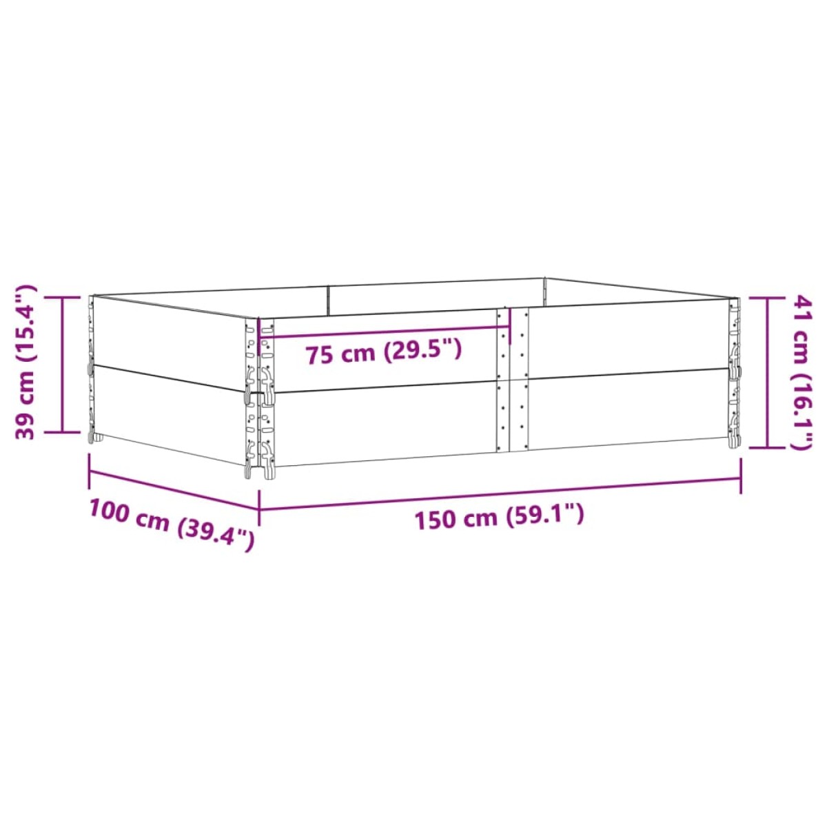 vidaXL Ζαρντινιέρα Κήπου Καφέ 150x100 εκ από Μασίφ Ξύλο Πεύκου