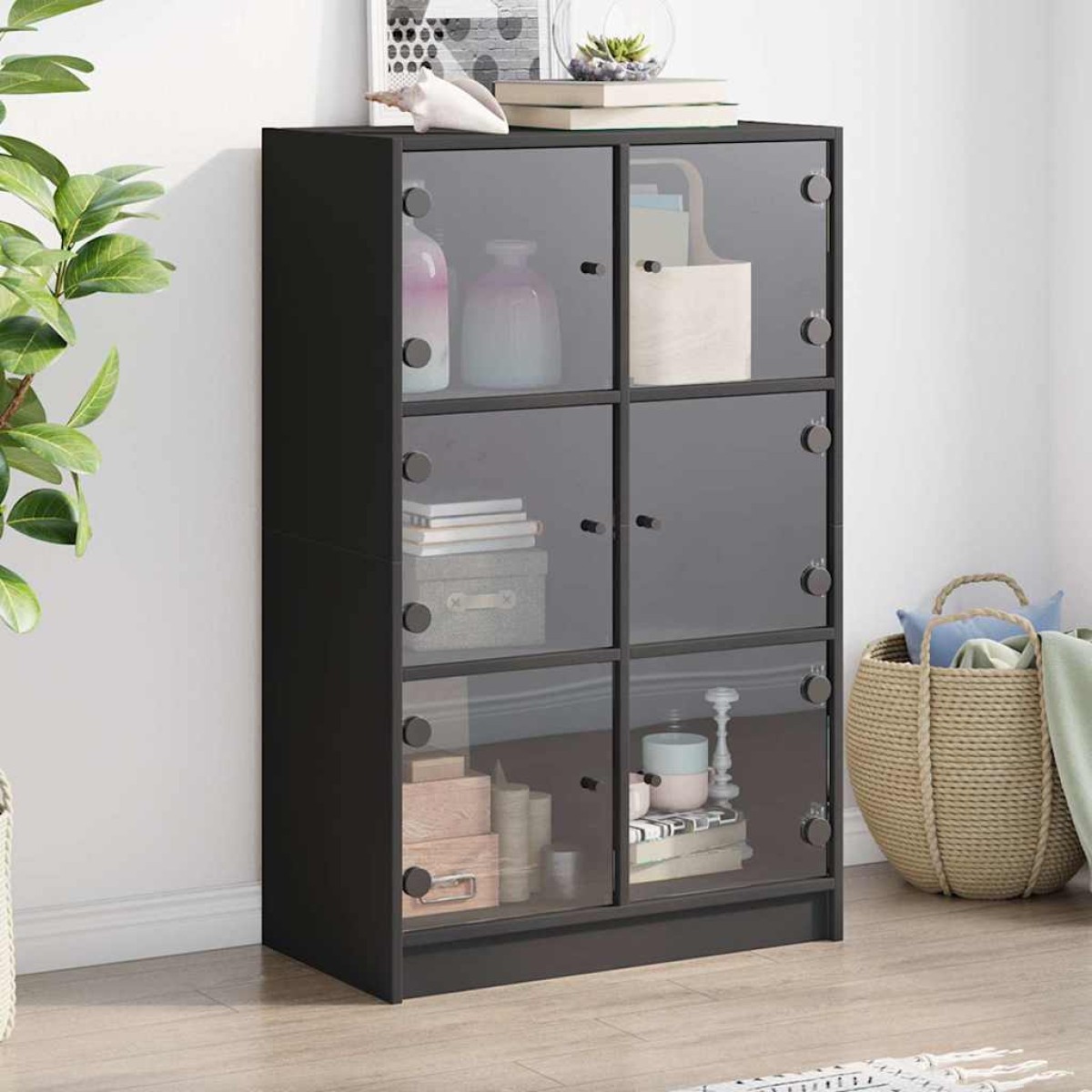 vidaXL Ντουλάπι με Πόρτες Μαύρο 68x37x109 εκ. από Επεξεργασμένο Ξύλο