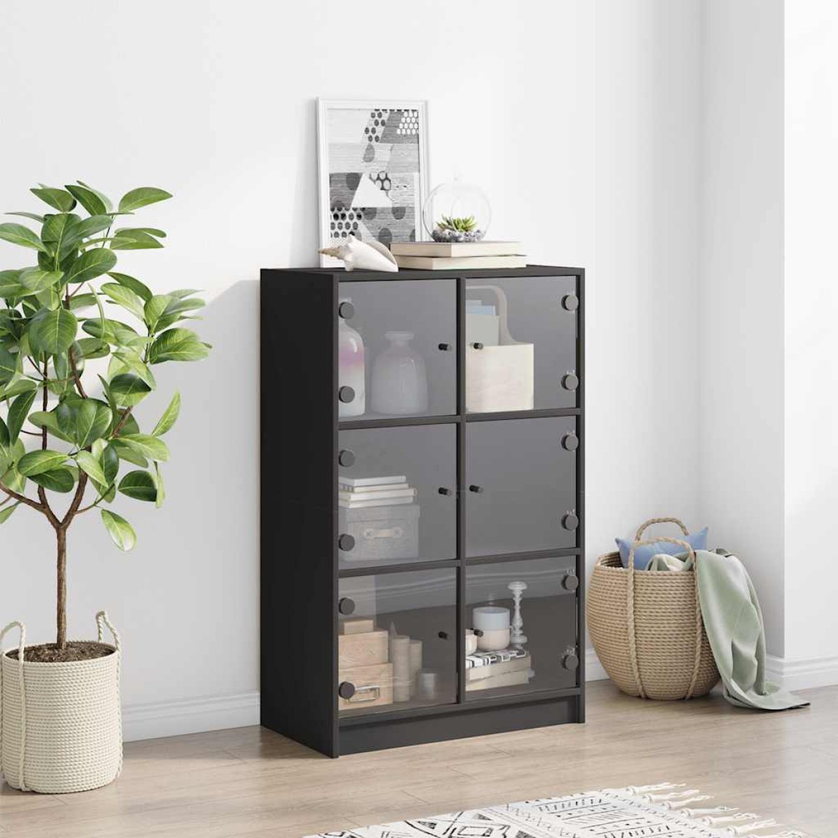 vidaXL Ντουλάπι με Πόρτες Μαύρο 68x37x109 εκ. από Επεξεργασμένο Ξύλο