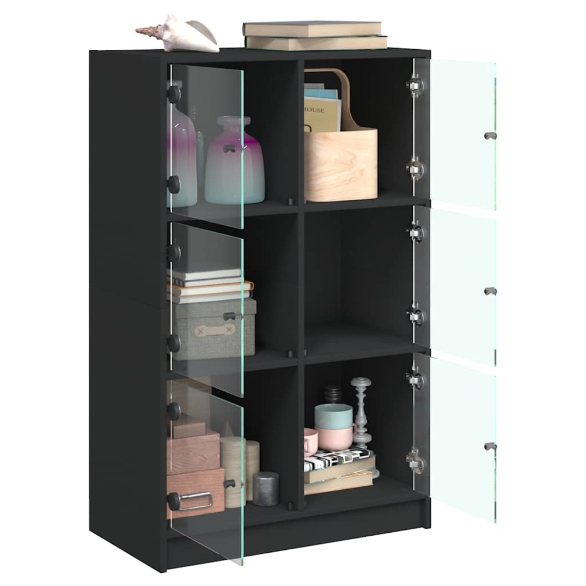 vidaXL Ντουλάπι με Πόρτες Μαύρο 68x37x109 εκ. από Επεξεργασμένο Ξύλο