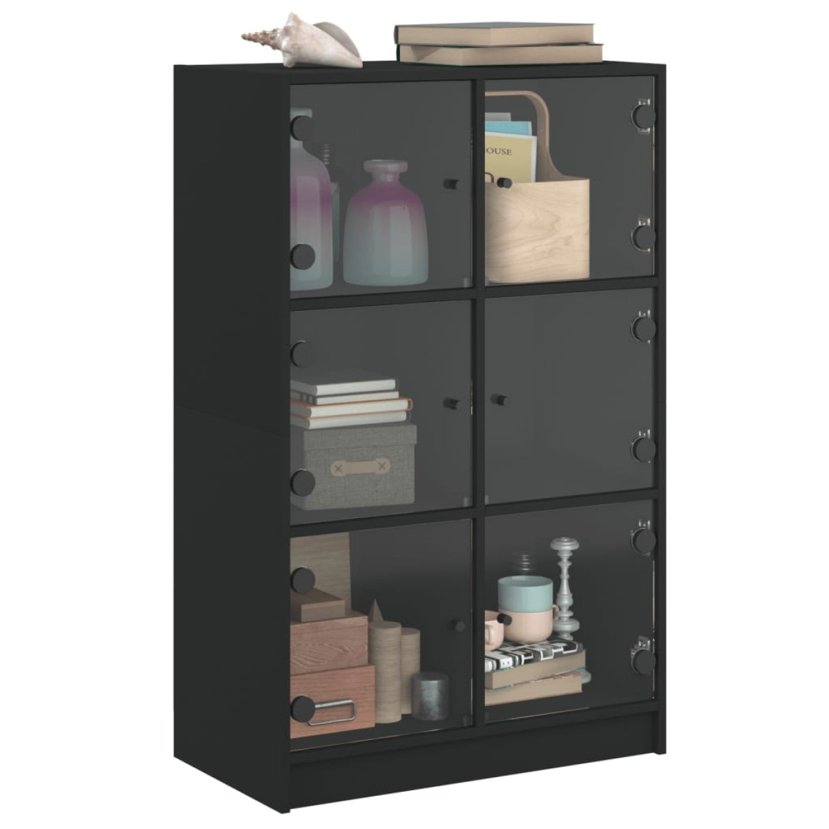 vidaXL Ντουλάπι με Πόρτες Μαύρο 68x37x109 εκ. από Επεξεργασμένο Ξύλο