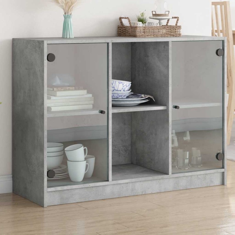 vidaXL Συρταριέρα Γκρι Σκυροδ. 102x37x75,5 εκ. από Επεξεργασμένο Ξύλο