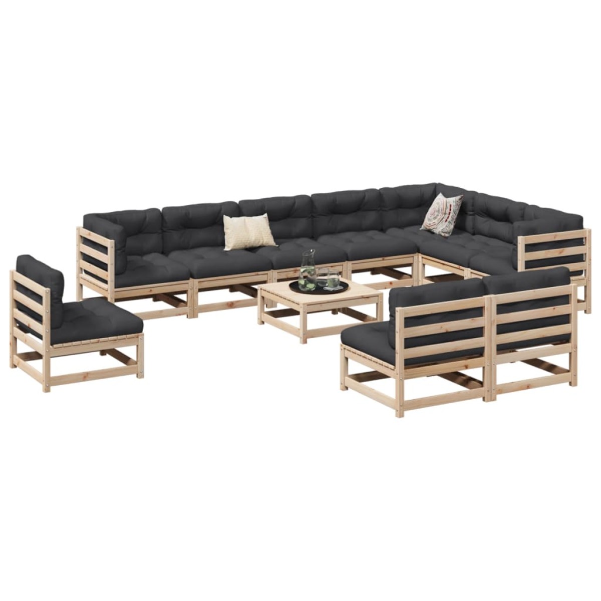 vidaXL Σετ Σαλόνι Κήπου 11 Τεμαχίων από Μασίφ Ξύλο Πεύκου