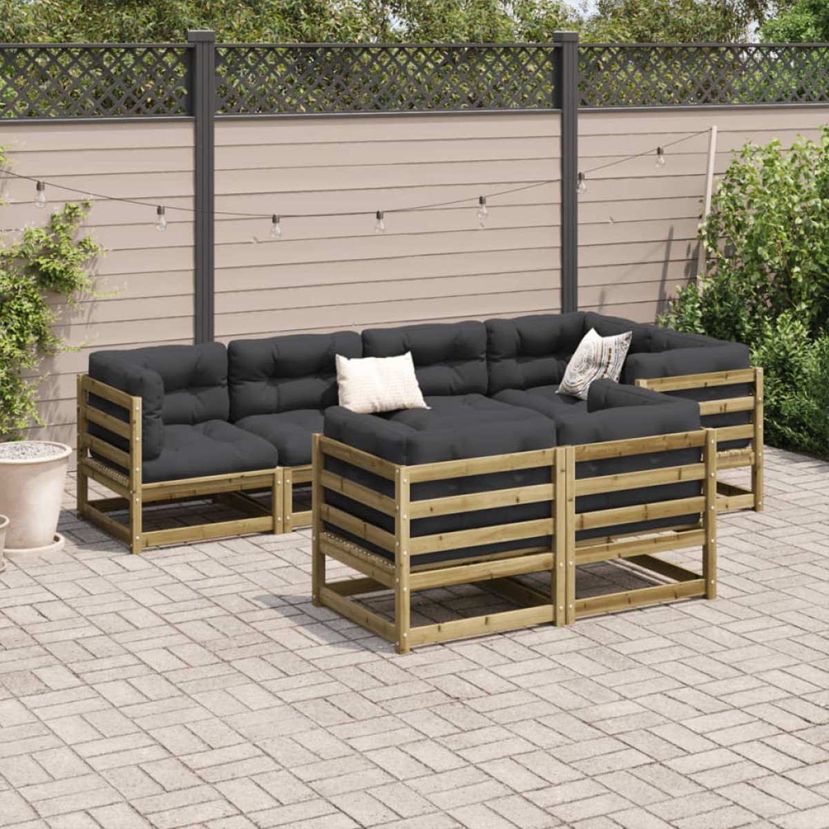 vidaXL Σαλόνι Κήπου Σετ 7 Τεμαχίων από Εμποτισμένο Ξύλο Πεύκου