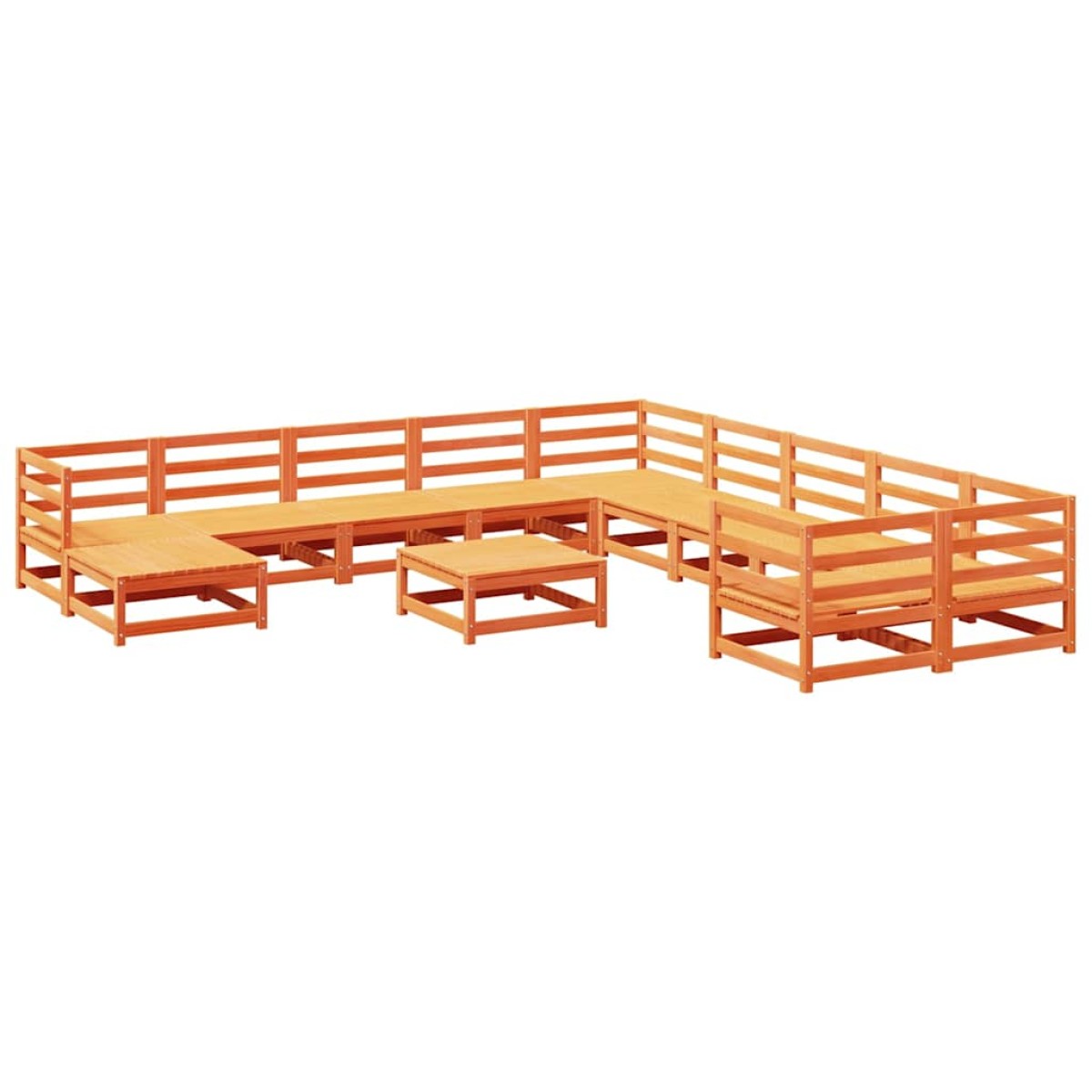 vidaXL Καναπές Κήπου Σετ 12 Τεμαχίων Καφέ Κεριού από Μασίφ Ξύλο Πεύκου