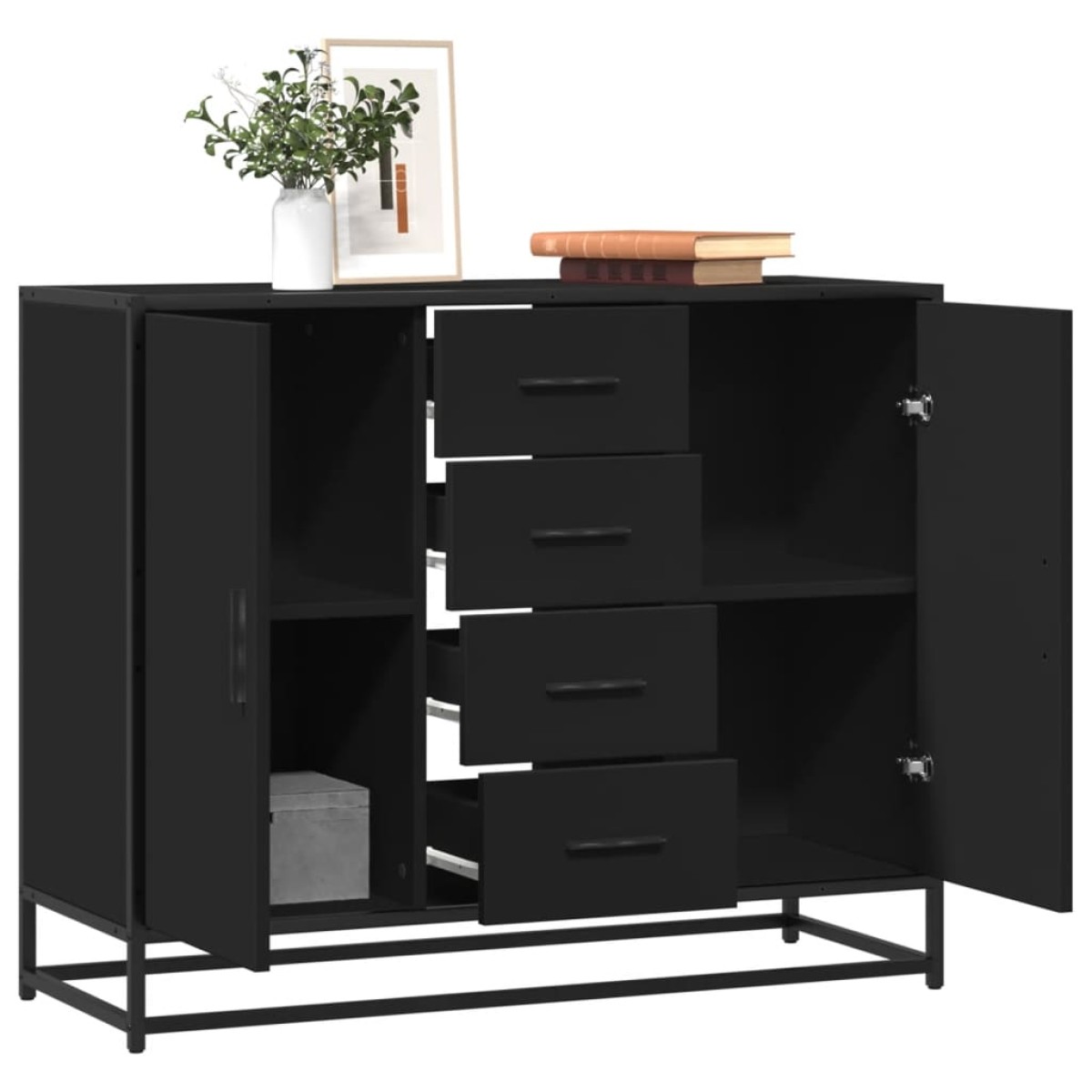 vidaXL Μπουφές Μαύρος 92x35x76 εκ. από Επεξεργασμένο Ξύλο