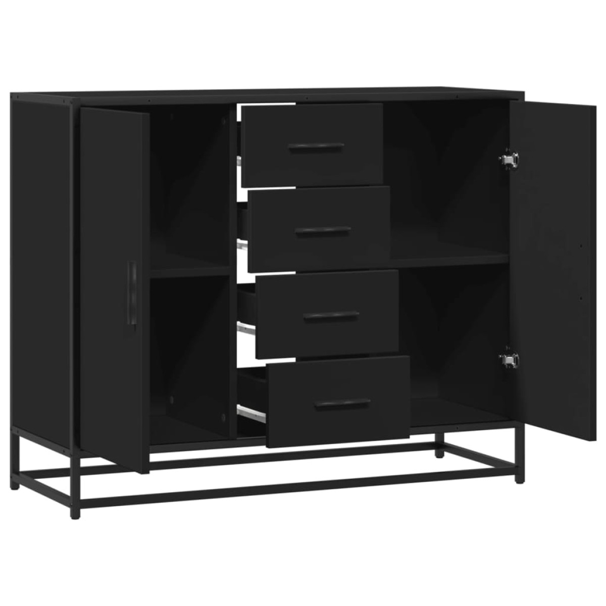vidaXL Μπουφές Μαύρος 92x35x76 εκ. από Επεξεργασμένο Ξύλο
