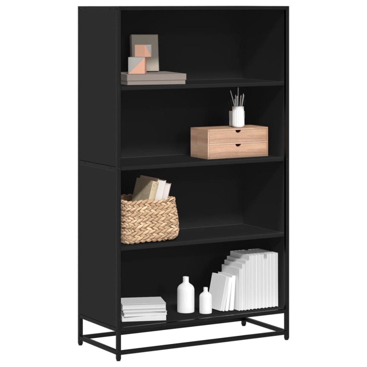 vidaXL Βιβλιοθήκη Μαύρο 80,5x35x139 cm Ξύλινη κατασκευή