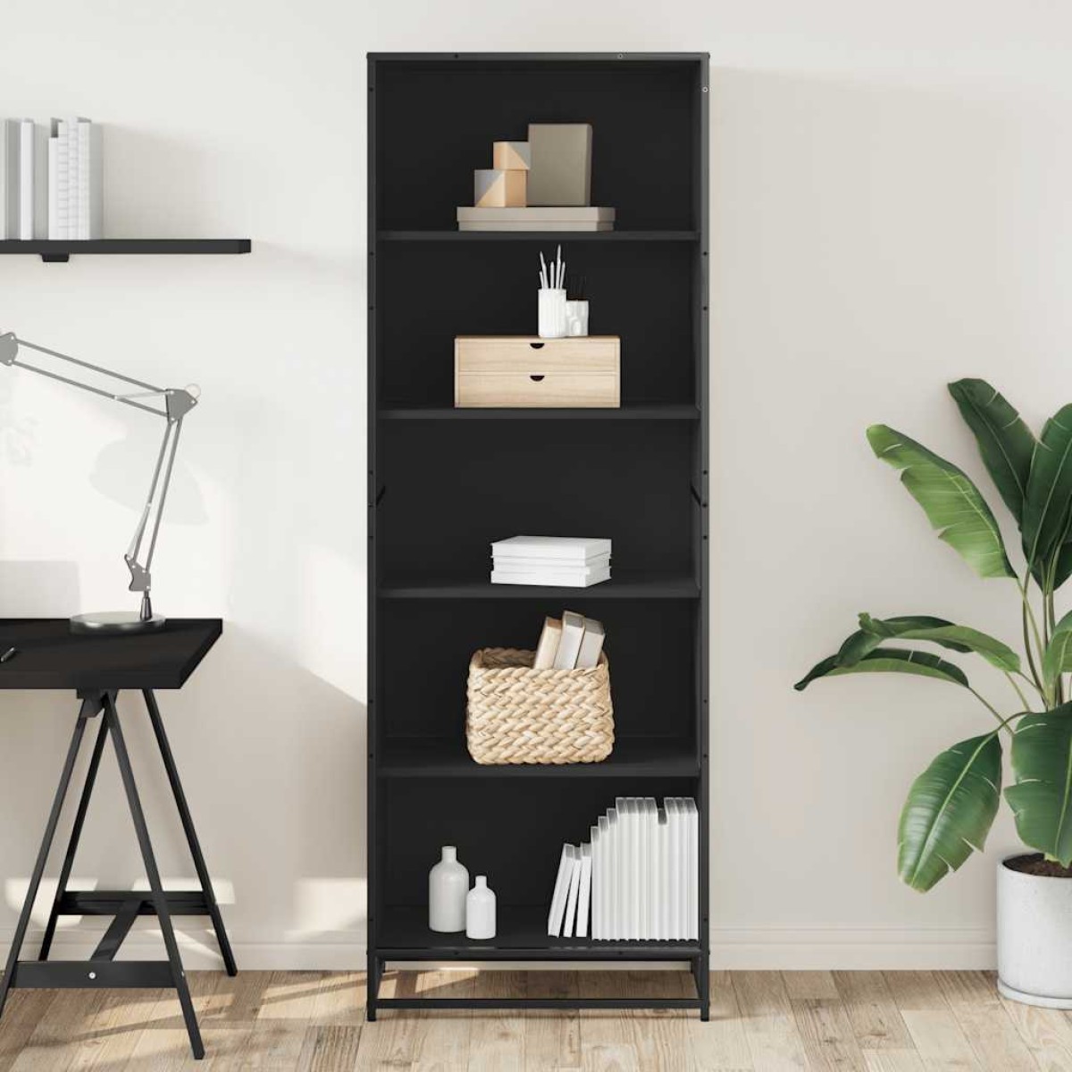 Βιβλιοθήκη vidaXL Μαύρο 60x35x170,5 cm Ξύλινη κατασκευή