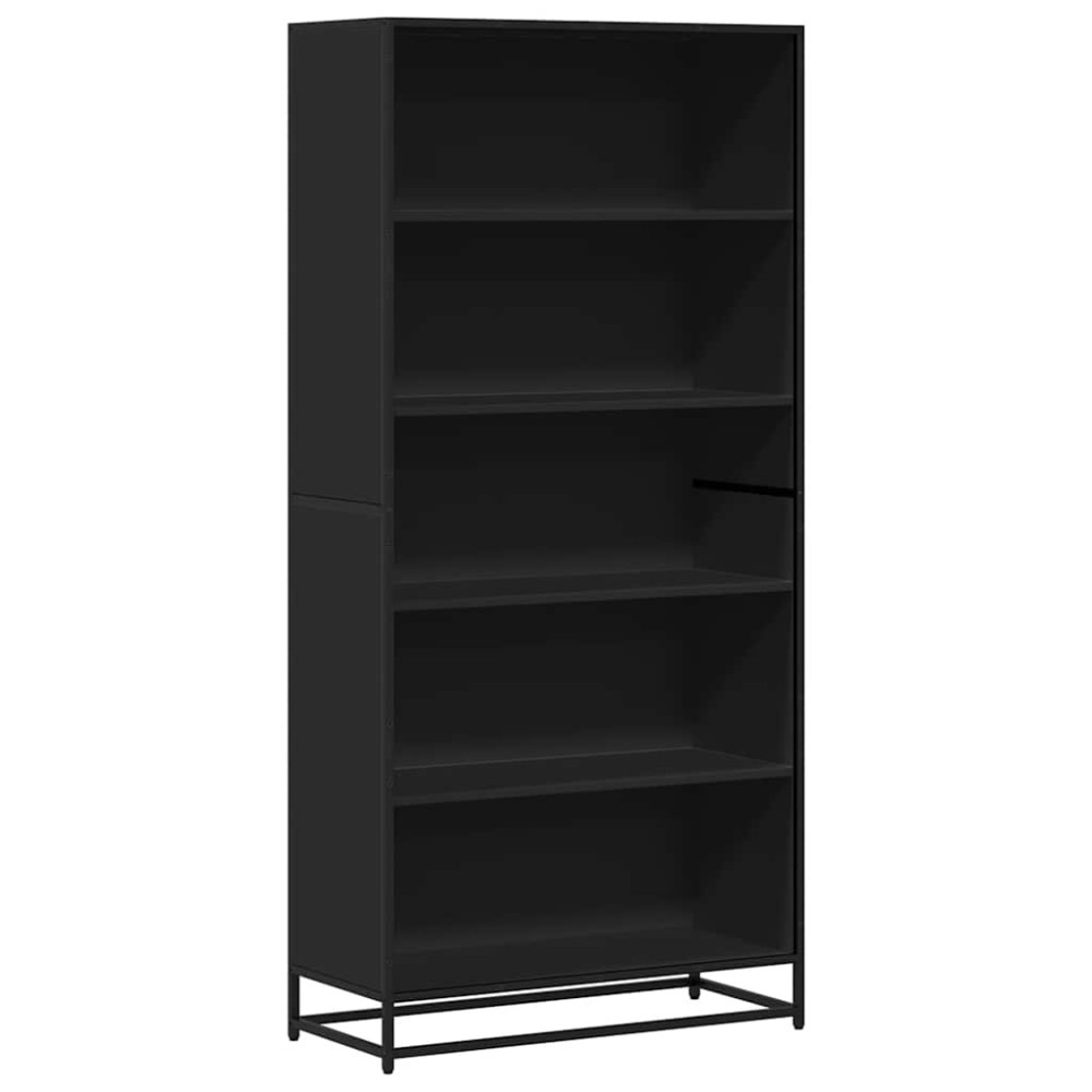 Βιβλιοθήκη vidaXL Μαύρο 80,5x35x170,5 cm Ξύλο μηχανικής κατασκευής