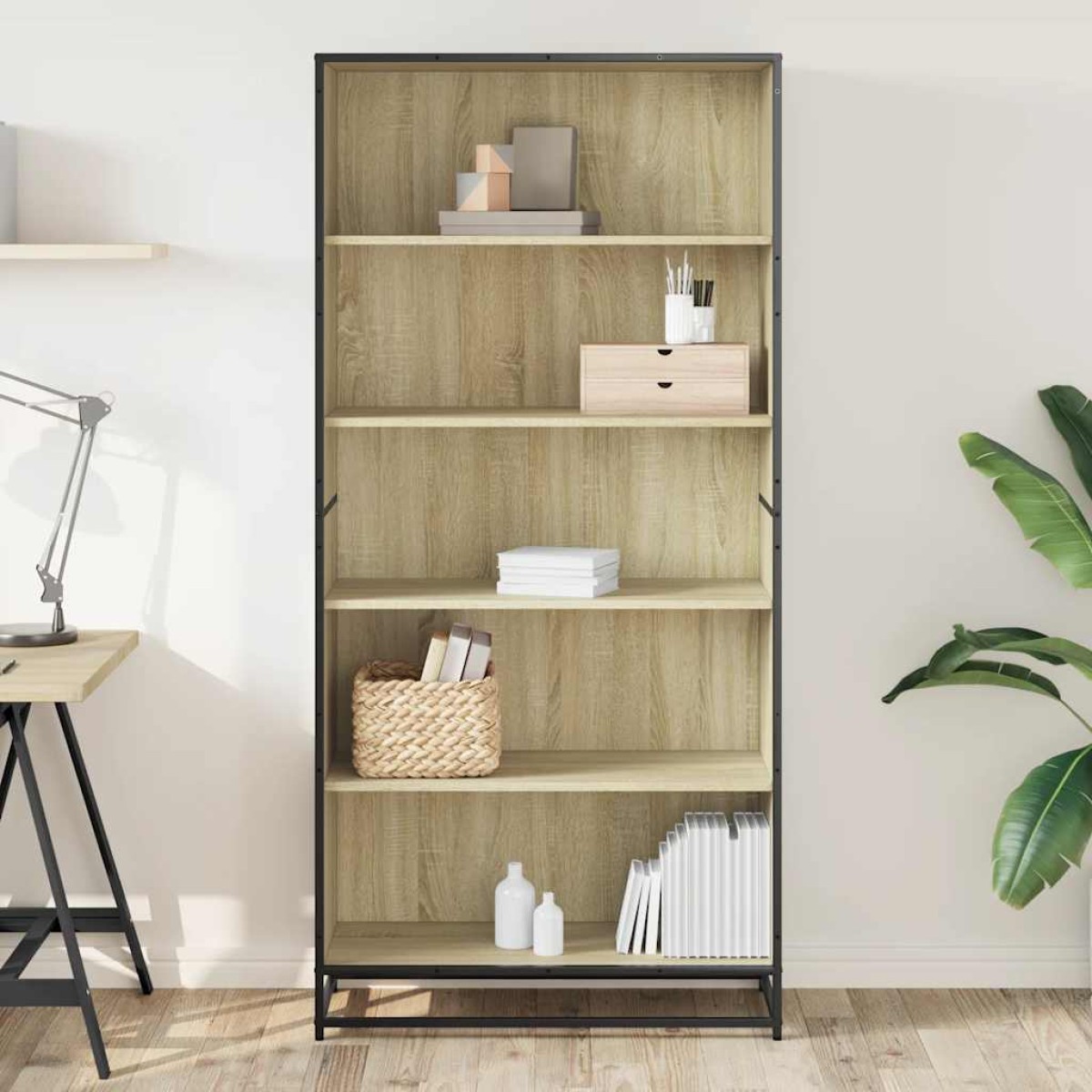 vidaXL Βιβλιοθήκη Sonoma Oak 80,5x35x170,5 cm Ξύλινη κατασκευή