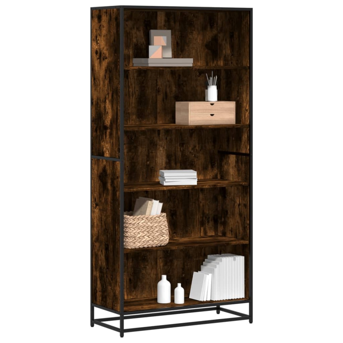 vidaXL Βιβλιοθήκη καπνιστή βελανιδιά 80,5x35x170,5 cm Ξύλινη κατασκευή