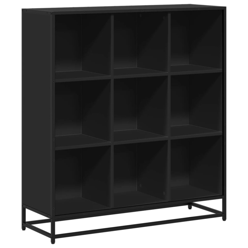vidaXL Βιβλιοθήκη Μαύρη 97,5x33x107,5 εκ. Επεξεργασμένο Ξύλο & Μέταλλο