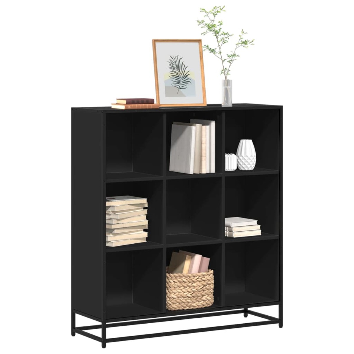 vidaXL Βιβλιοθήκη Μαύρη 97,5x33x107,5 εκ. Επεξεργασμένο Ξύλο & Μέταλλο