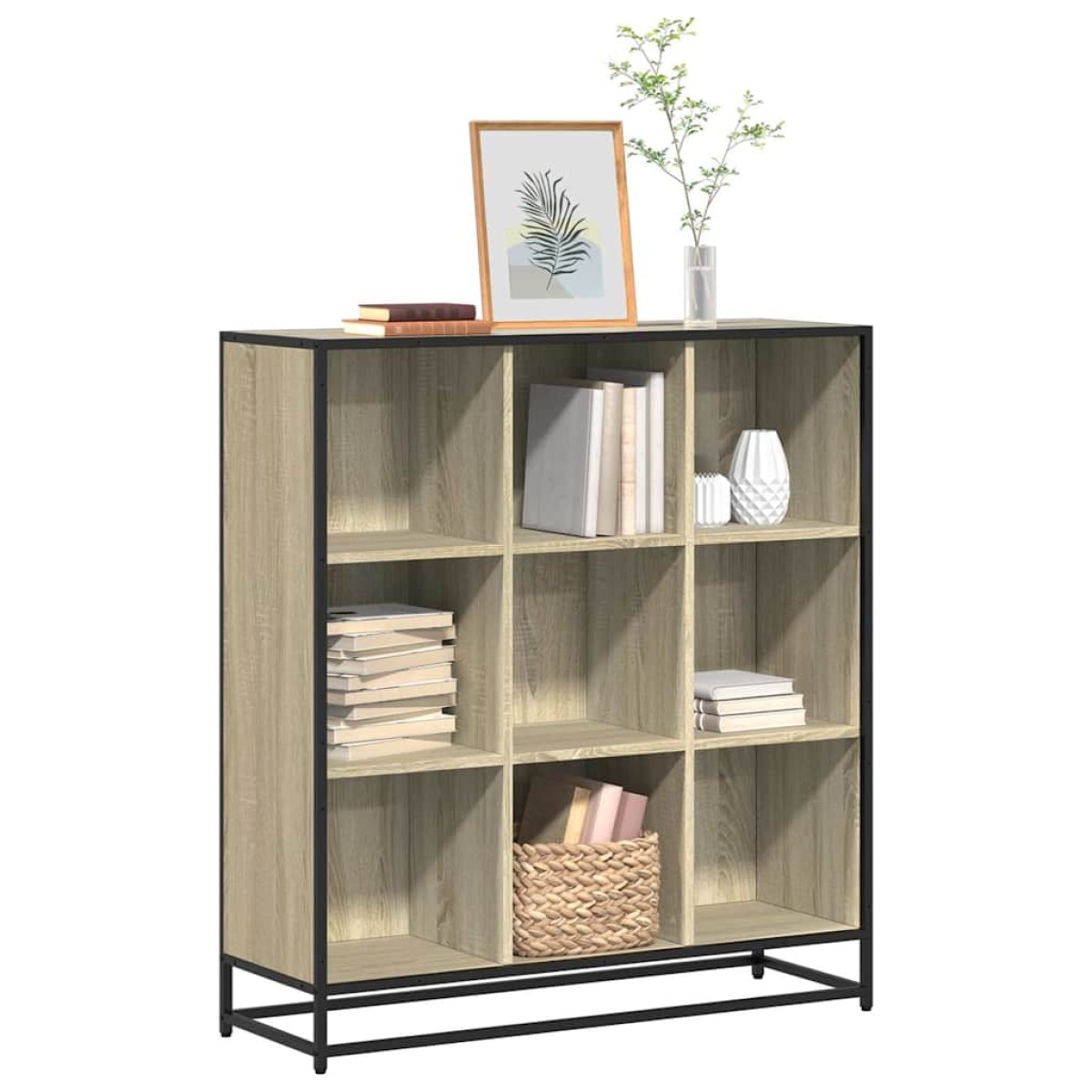 vidaXL Βιβλιοθήκη Sonoma Δρυς 97,5x33x107,5 εκ Επεξεργ. Ξύλο & Μέταλλο