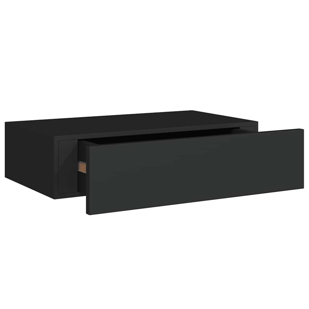 vidaXL Ράφι Επιτοίχιο με Συρτάρι Μαύρο 40 x 23,5 x 10 εκ. από MDF