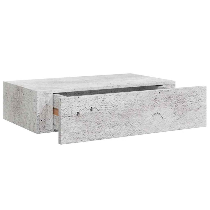 vidaXL Ράφι Επιτοίχιο με Συρτάρι Γκρι Σκυρ. 40 x 23,5 x 10 εκ. από MDF