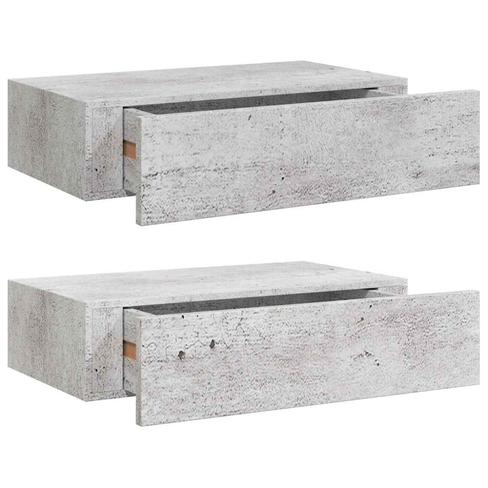 vidaXL Ράφια Τοίχου Συρτάρια 2 τεμ. Γκρι Σκυρ. 40x23,5x10 εκ από MDF