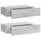 vidaXL Ράφια Τοίχου Συρτάρια 2 τεμ. Γκρι Σκυρ. 40x23,5x10 εκ από MDF