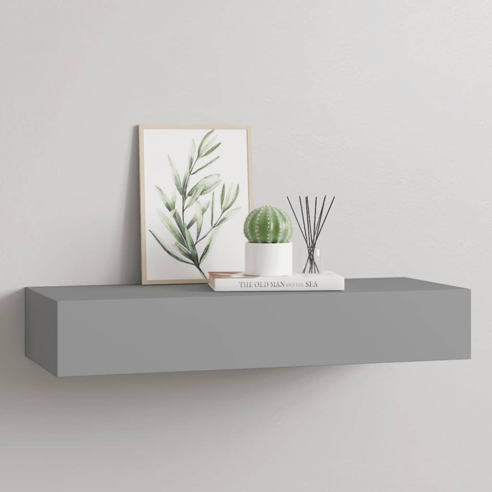 vidaXL Ράφι Επιτοίχιο με Συρτάρι Γκρι 60 x 23,5 x 10 εκ. από MDF