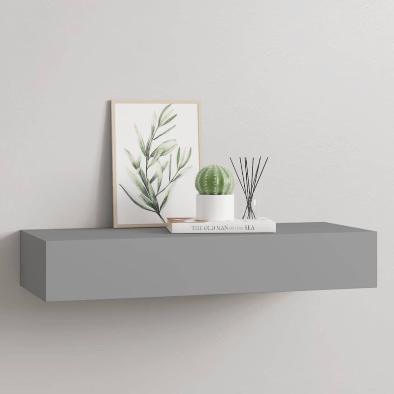 vidaXL Ράφι Επιτοίχιο με Συρτάρι Γκρι 60 x 23,5 x 10 εκ. από MDF
