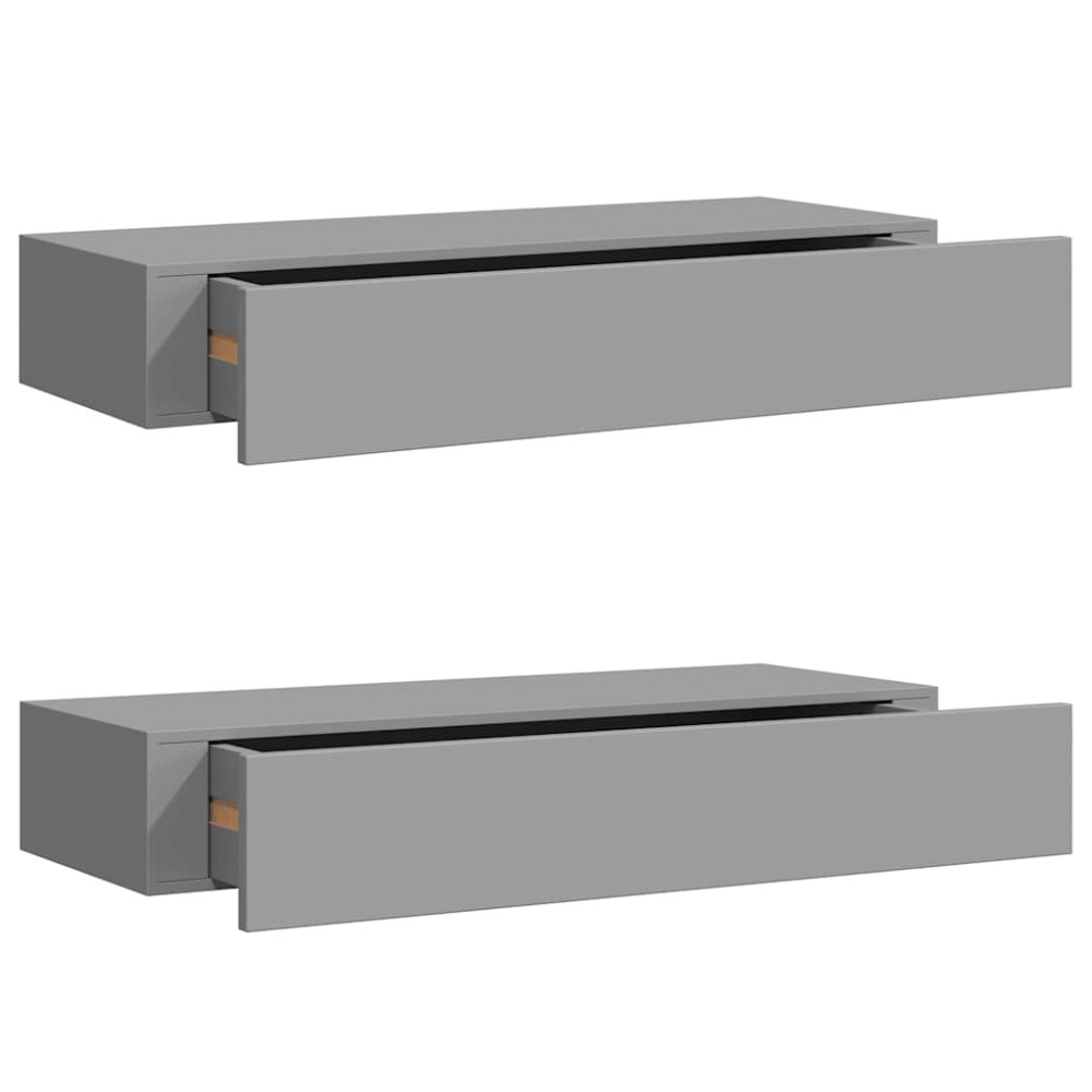 vidaXL Ράφια Τοίχου με Συρτάρια 2 Τεμ. Γκρι 60 x 23,5 x 10εκ. από MDF