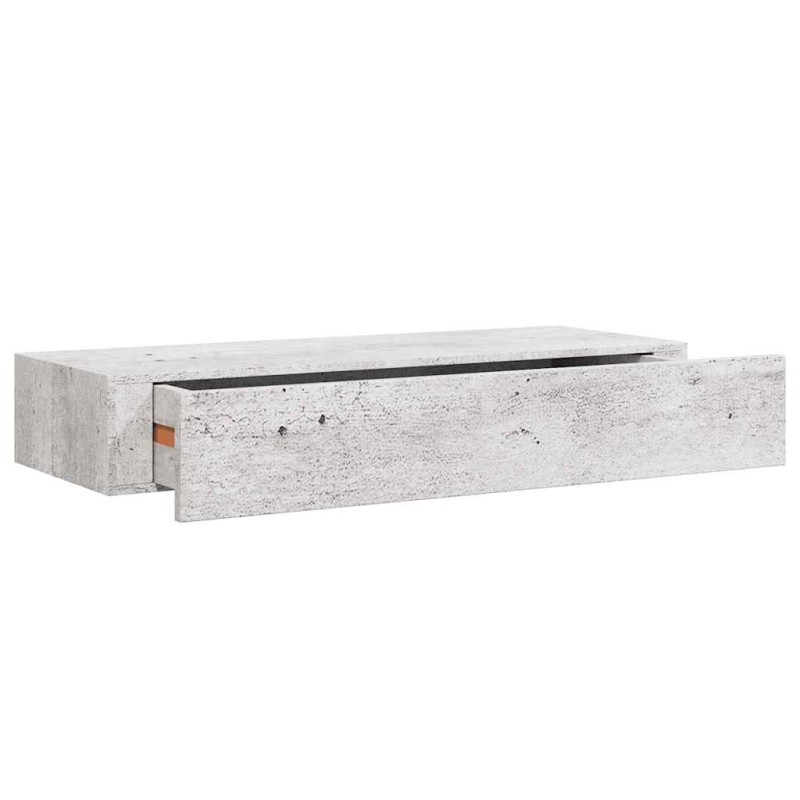 vidaXL Ράφι Επιτοίχιο με Συρτάρι Γκρι Σκυρ. 60 x 23,5 x 10 εκ. από MDF