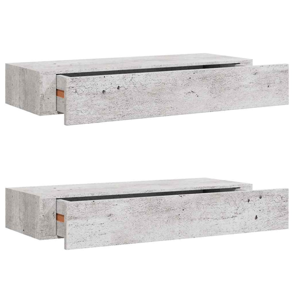 vidaXL Ράφια Τοίχου Συρτάρια 2 τεμ. Γκρι Σκυρ. 60x23,5x10 εκ από MDF