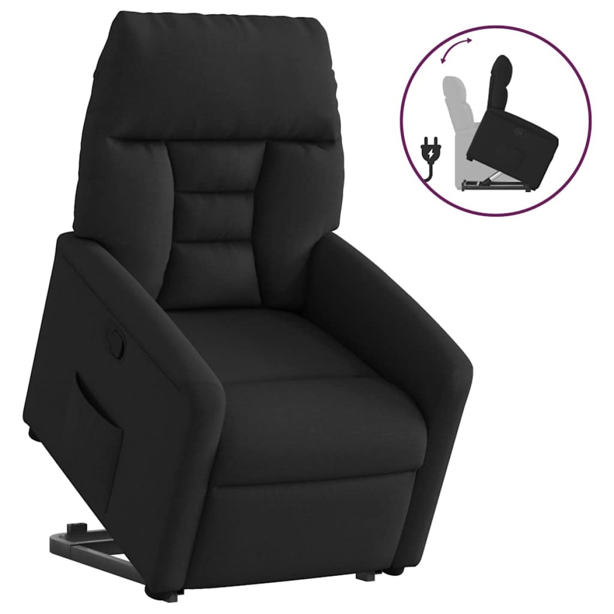vidaXL Πολυθρόνα Ανακλινόμενη με Ανύψωση Μαύρη Υφασμάτινη