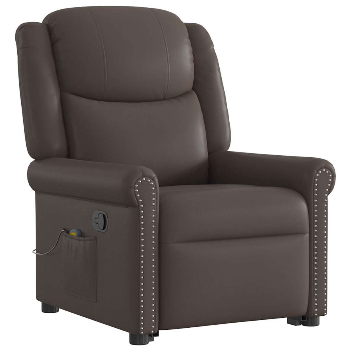 vidaXL Μόνιμη πολυθρόνα μασάζ Shiny Brown Faux Leather